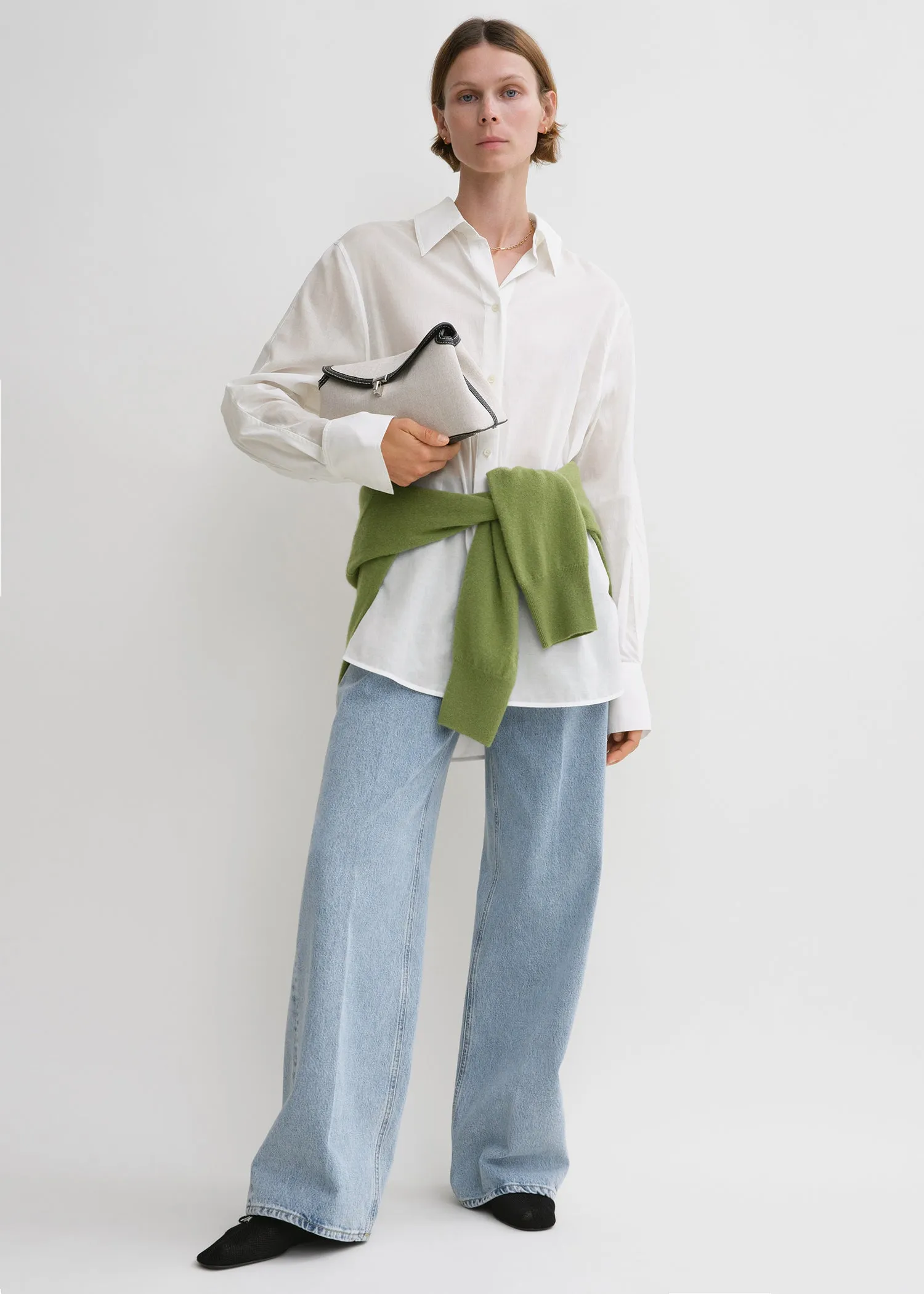 Kimono-sleeve cotton shirt white sold by Toteme