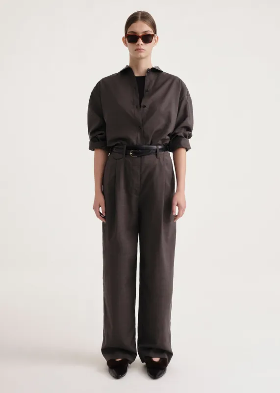 Fluid wool button trousers mole sold by Toteme