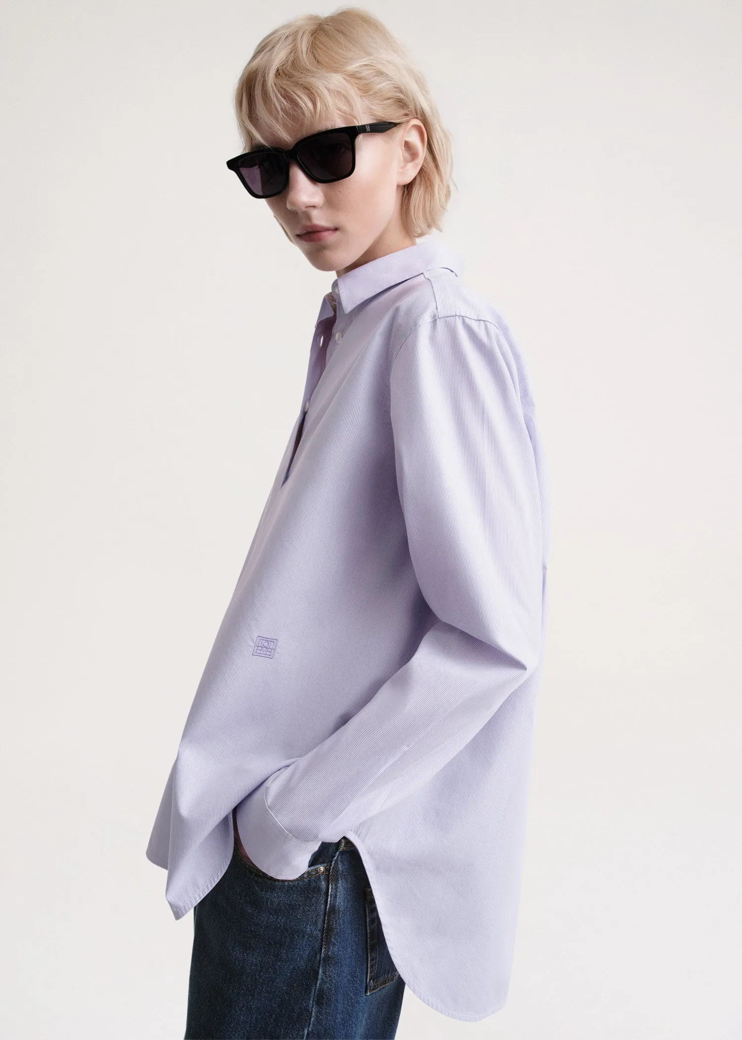 Signature cotton shirt lilac stripe sold by Toteme product image thumbnail 4