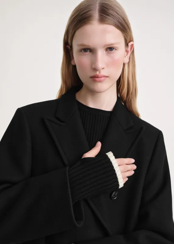 Fingerless wool gloves black made by Toteme