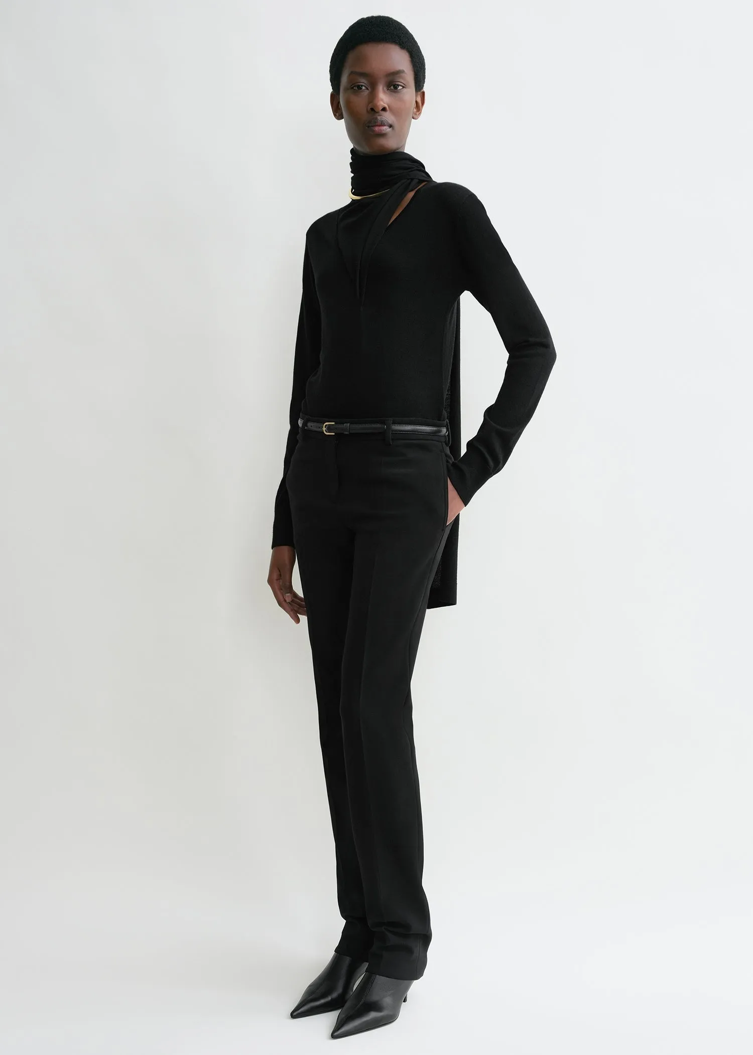 Low-waist slim trousers black sold by Toteme product image thumbnail 2