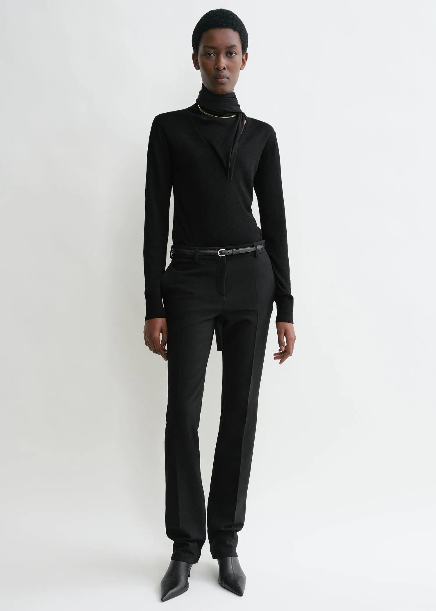 Low-waist slim trousers black sold by Toteme