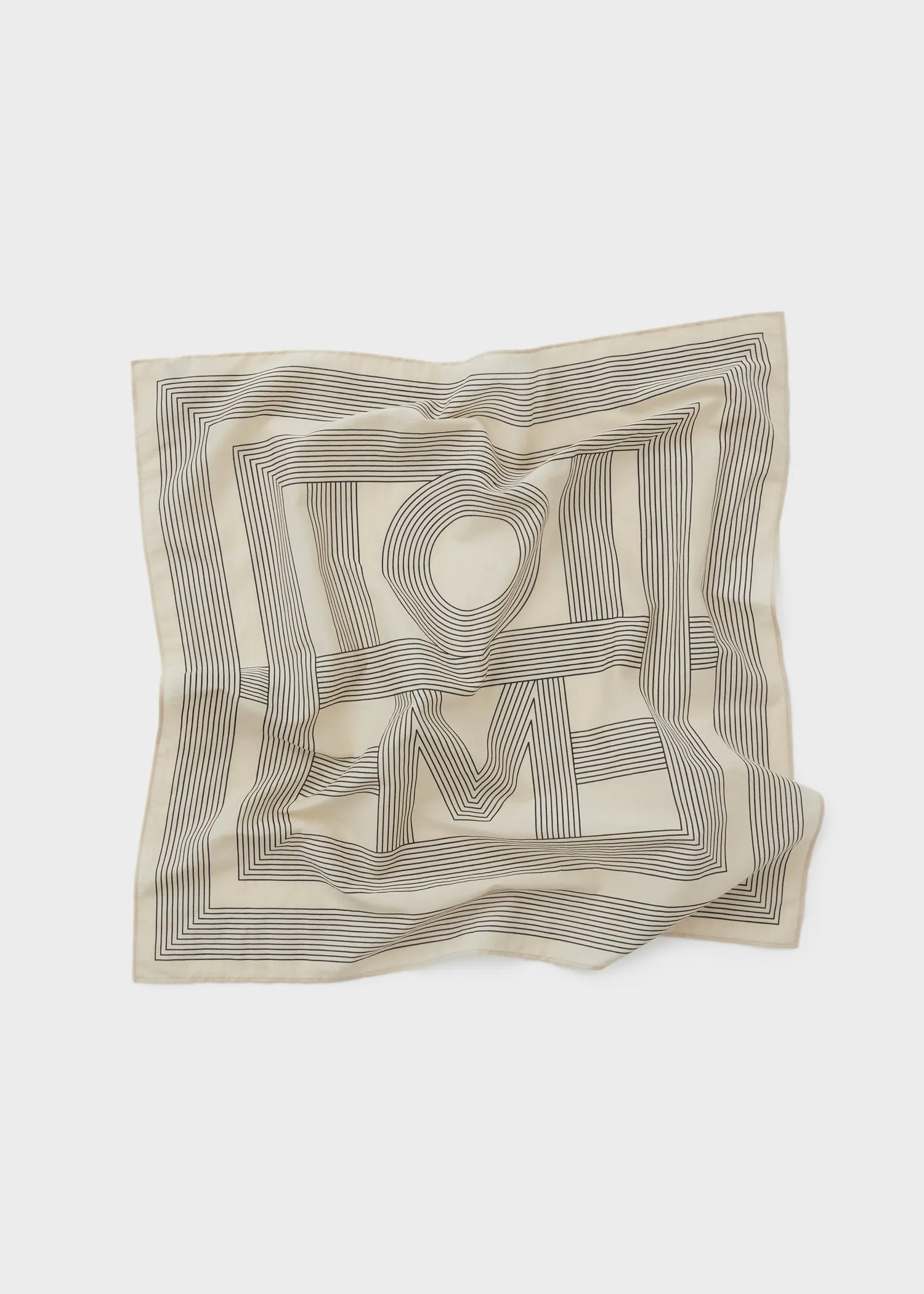 Striped monogram cotton silk scarf crème sold by Toteme product image thumbnail 3