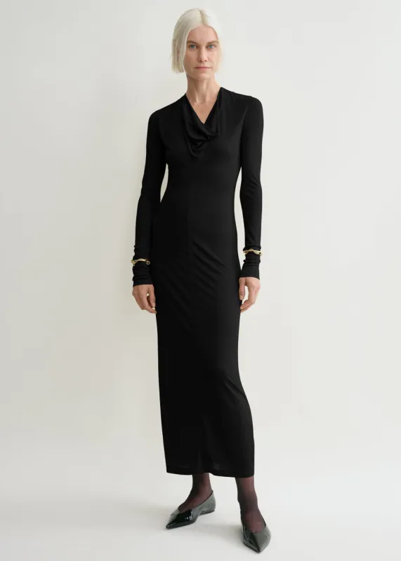 Draped V-neck dress black made by Toteme
