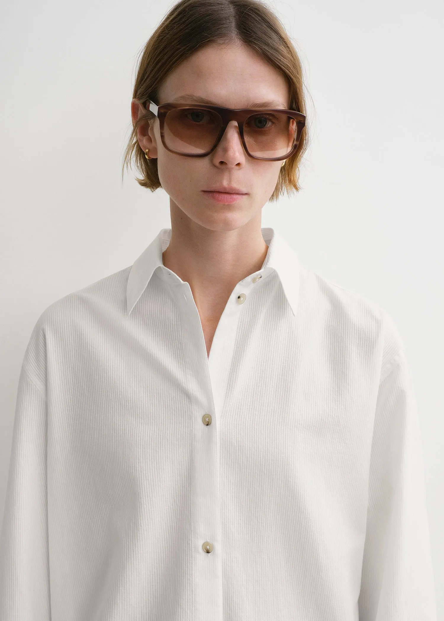 Jacquard stripe tunic shirt white sold by Toteme product image thumbnail 4