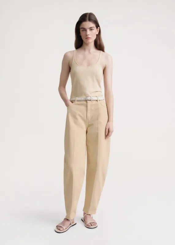 Scoop-neck linen tank top sand sold by Toteme