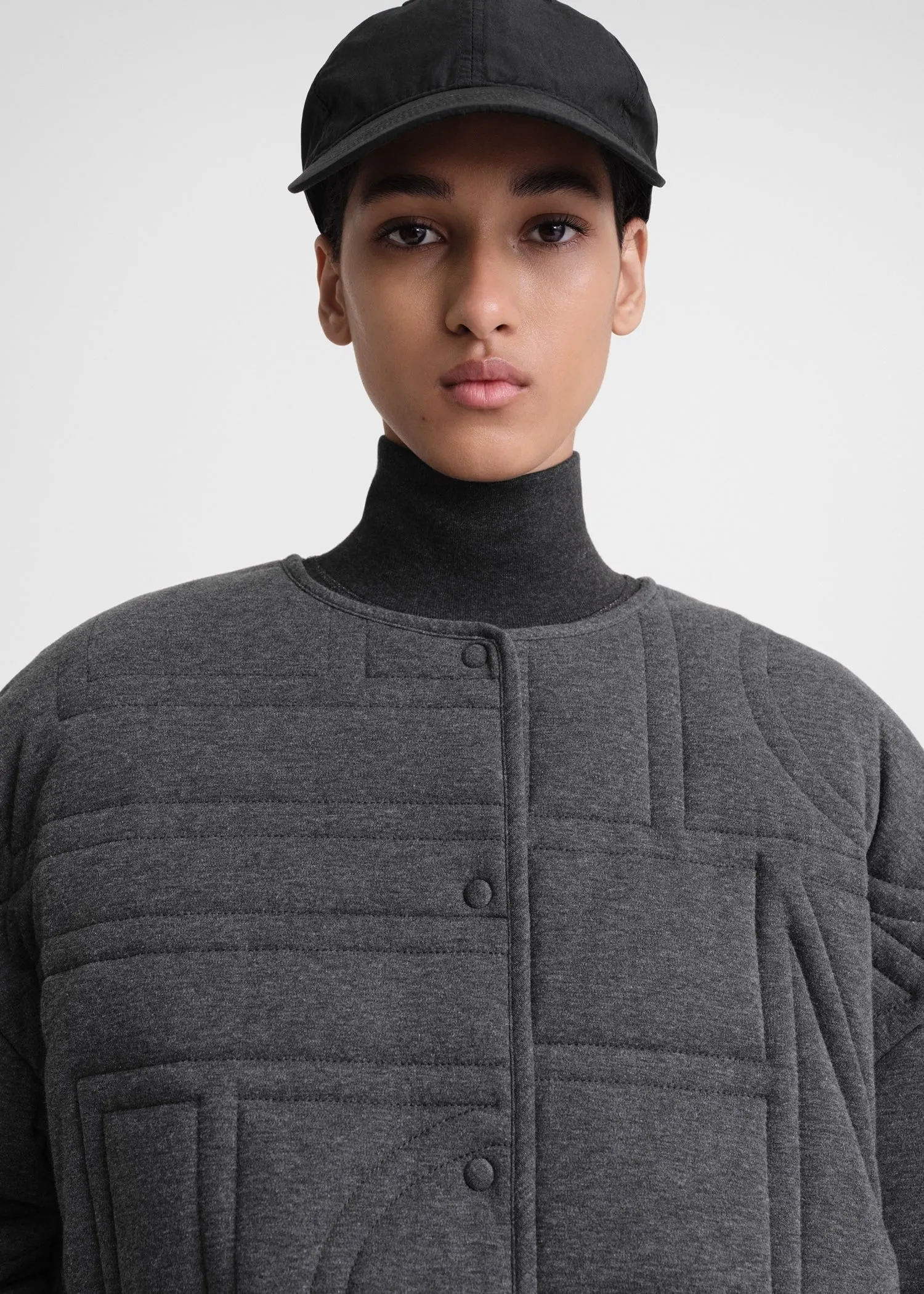 Quilted jersey jacket charcoal melange sold by Toteme product image thumbnail 4