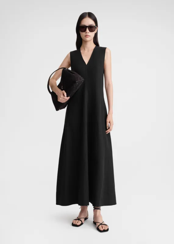 Fluid V-neck dress black made by Toteme