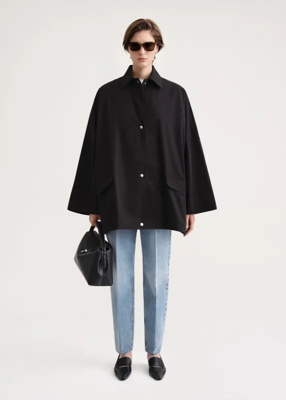 Washed cotton overshirt jacket black sold by Toteme