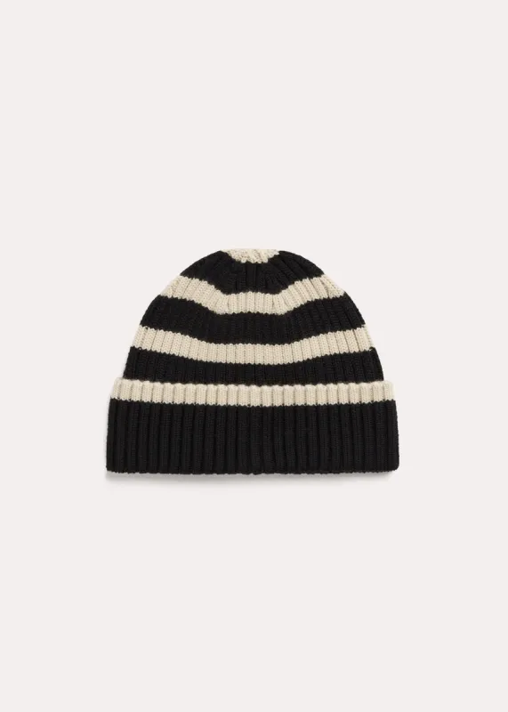 Signature stripe beanie black sold by Toteme