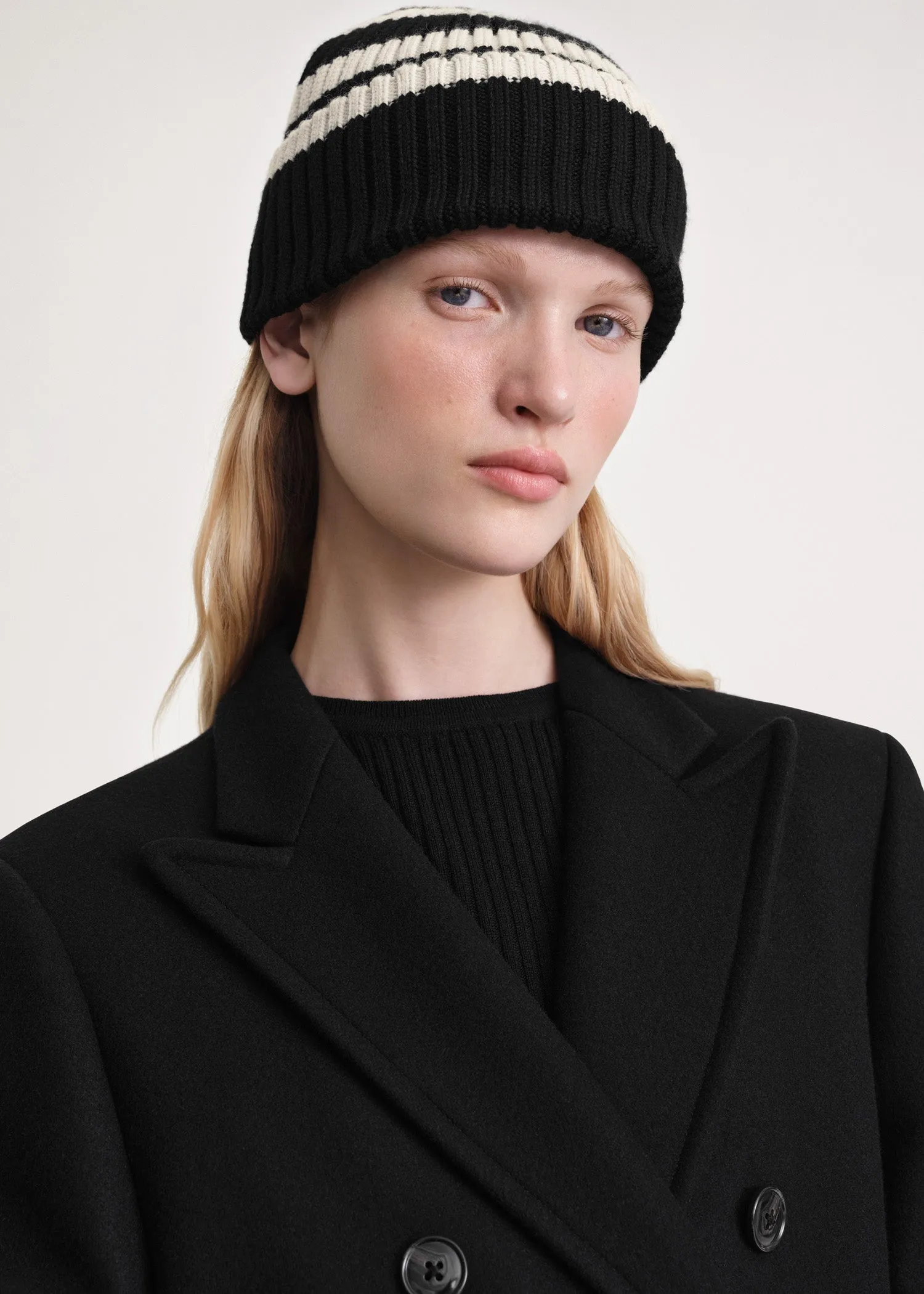 Signature stripe beanie black sold by Toteme product image thumbnail 3