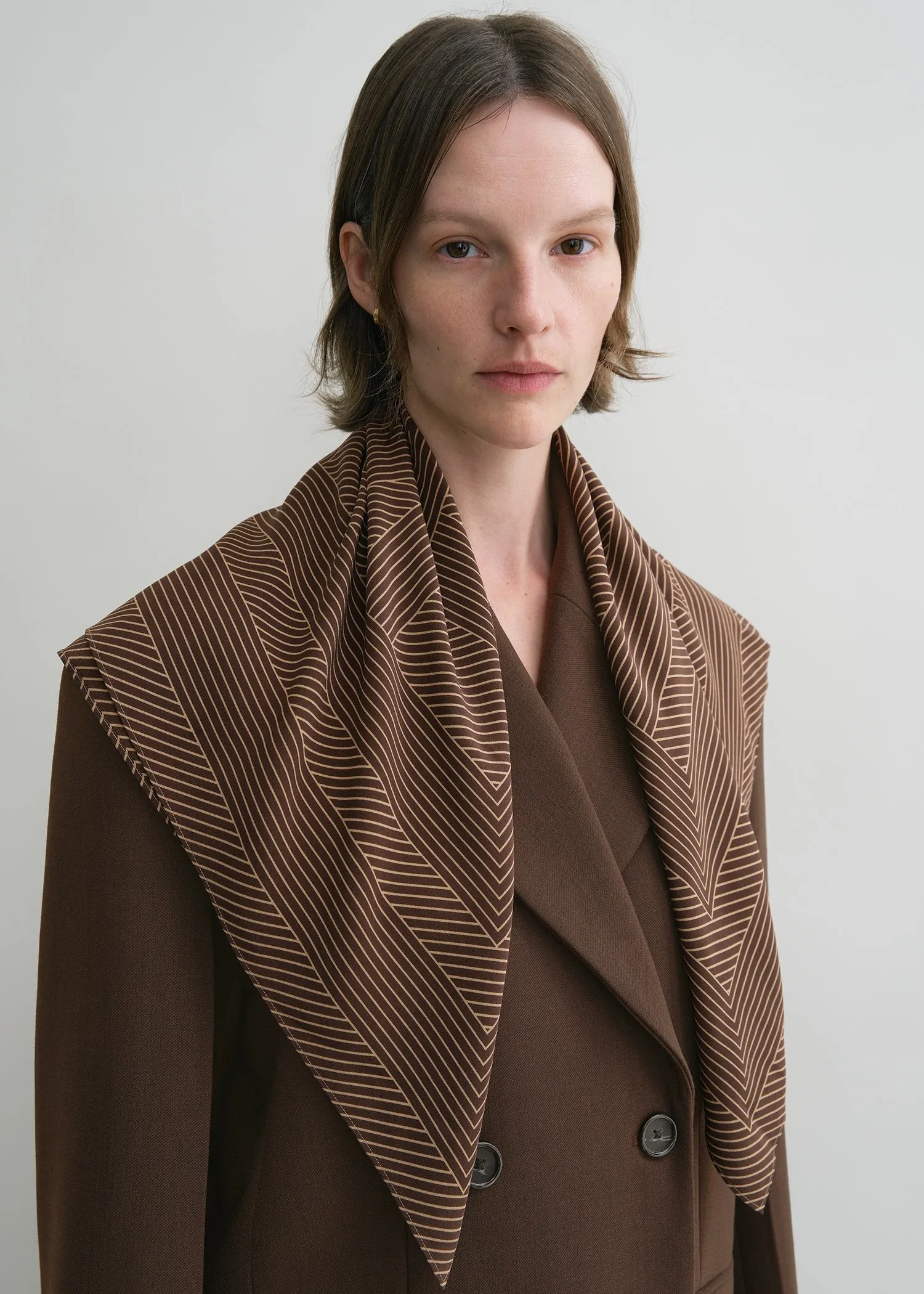 Striped monogram silk scarf dark brown sold by Toteme product image thumbnail 3