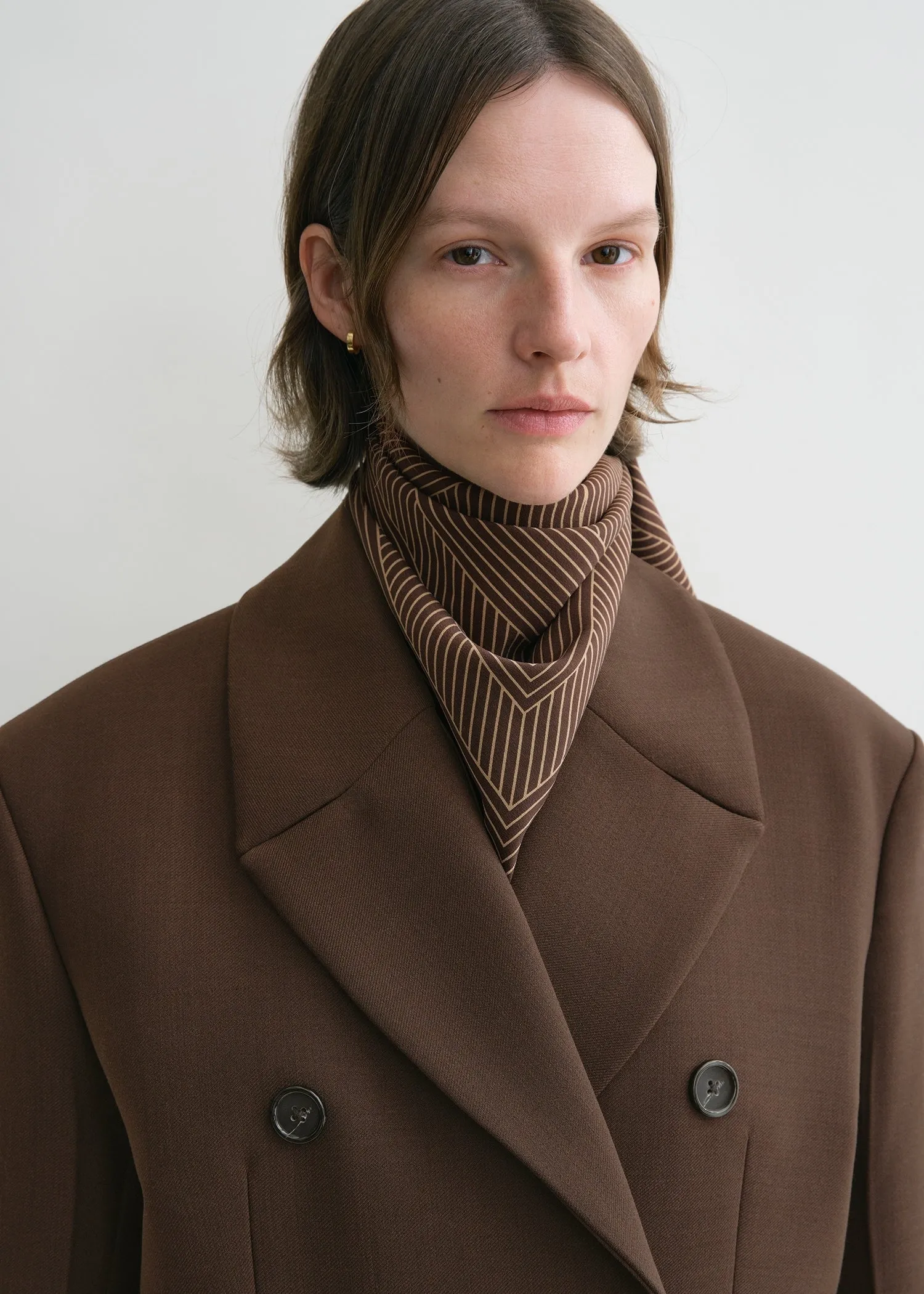 Striped monogram silk scarf dark brown sold by Toteme product image thumbnail 2