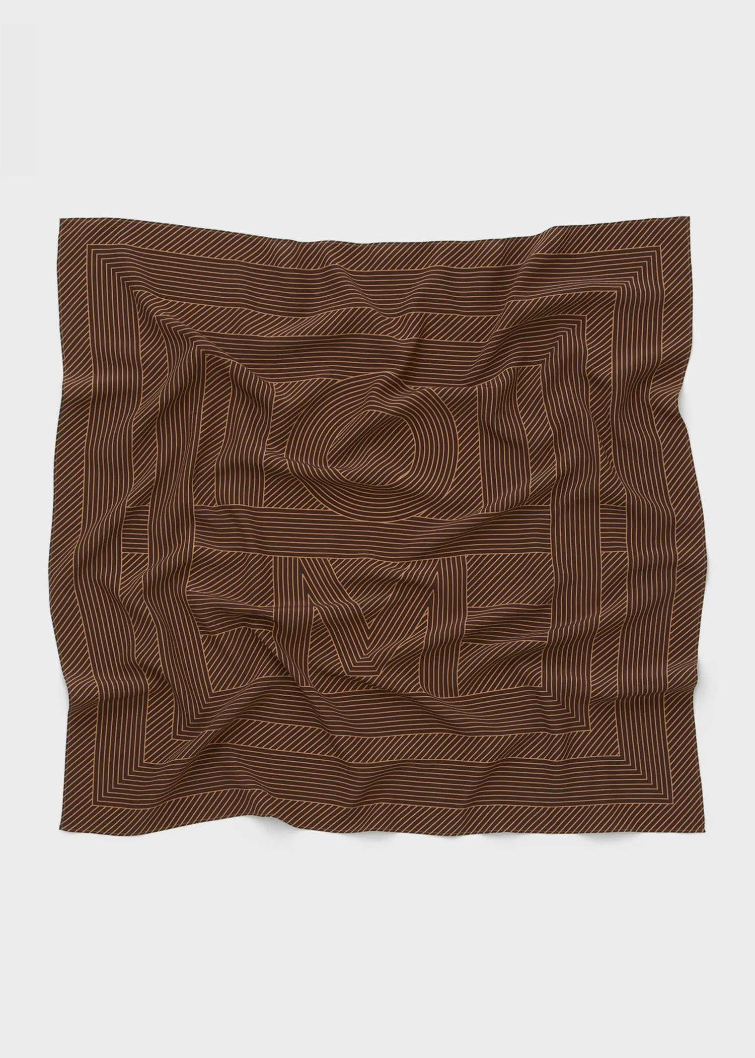 Striped monogram silk scarf dark brown sold by Toteme product image thumbnail 5