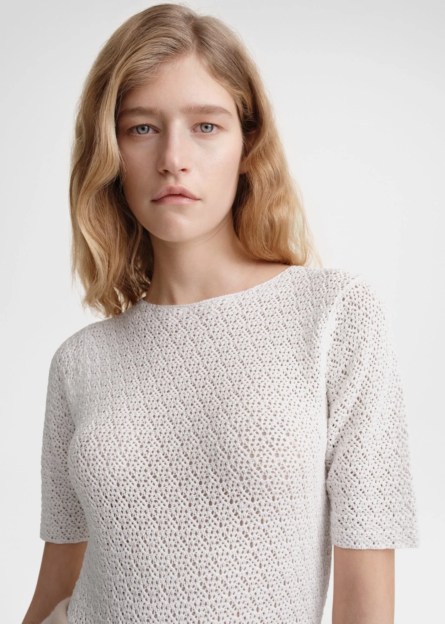 Short-sleeve crochet top off-white sold by Toteme product image thumbnail 2