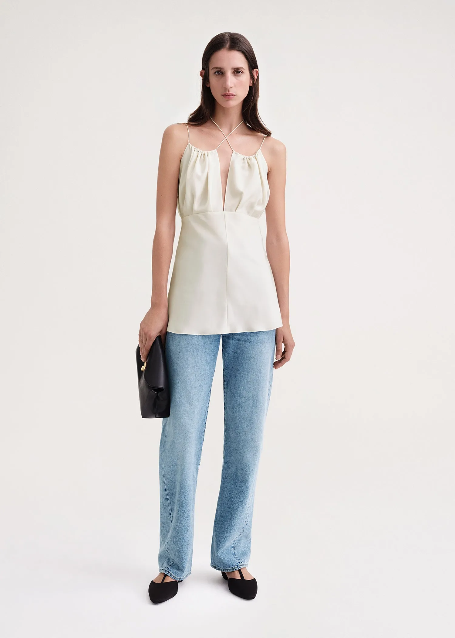 Gathered halterneck top off-white sold by Toteme