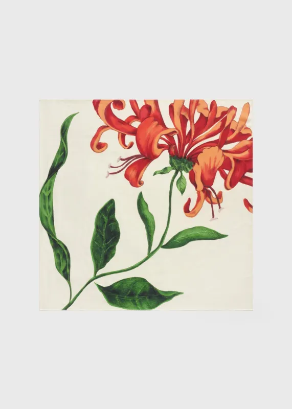 Honeysuckle silk scarf ecru/orange sold by Toteme
