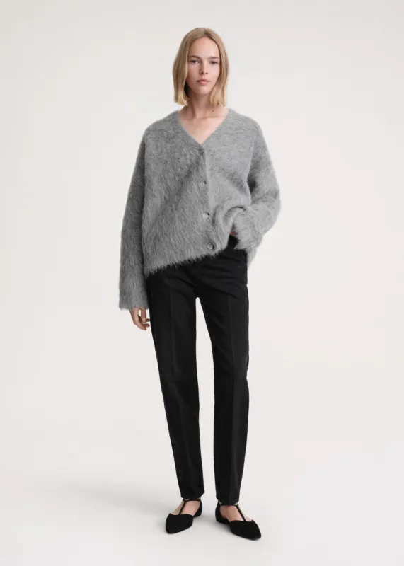 Boxy alpaca cardi grey mélange sold by Toteme