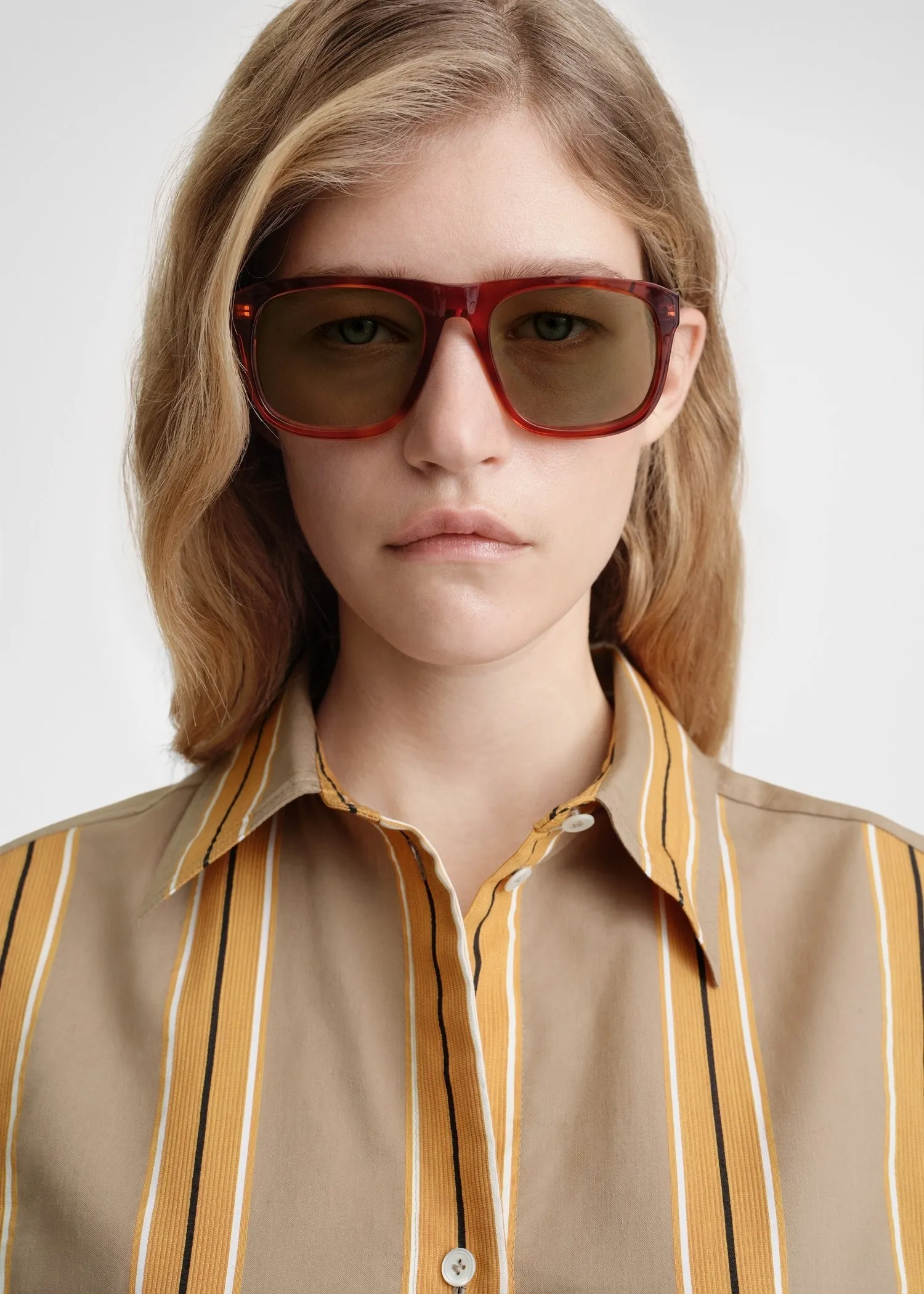 Jacquard-striped tunic dress caramel/cornsilk sold by Toteme product image thumbnail 2