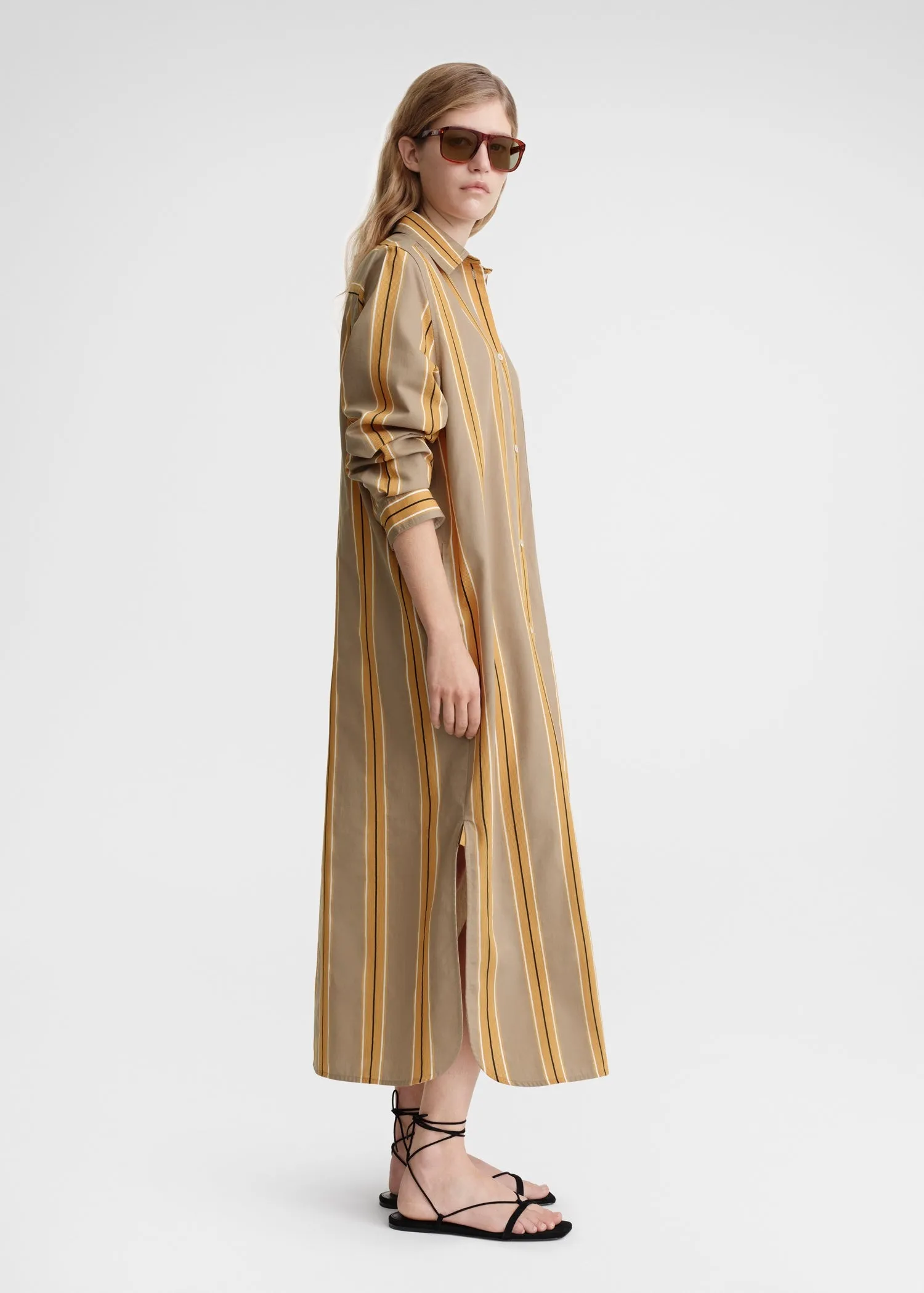 Jacquard-striped tunic dress caramel/cornsilk sold by Toteme product image thumbnail 3