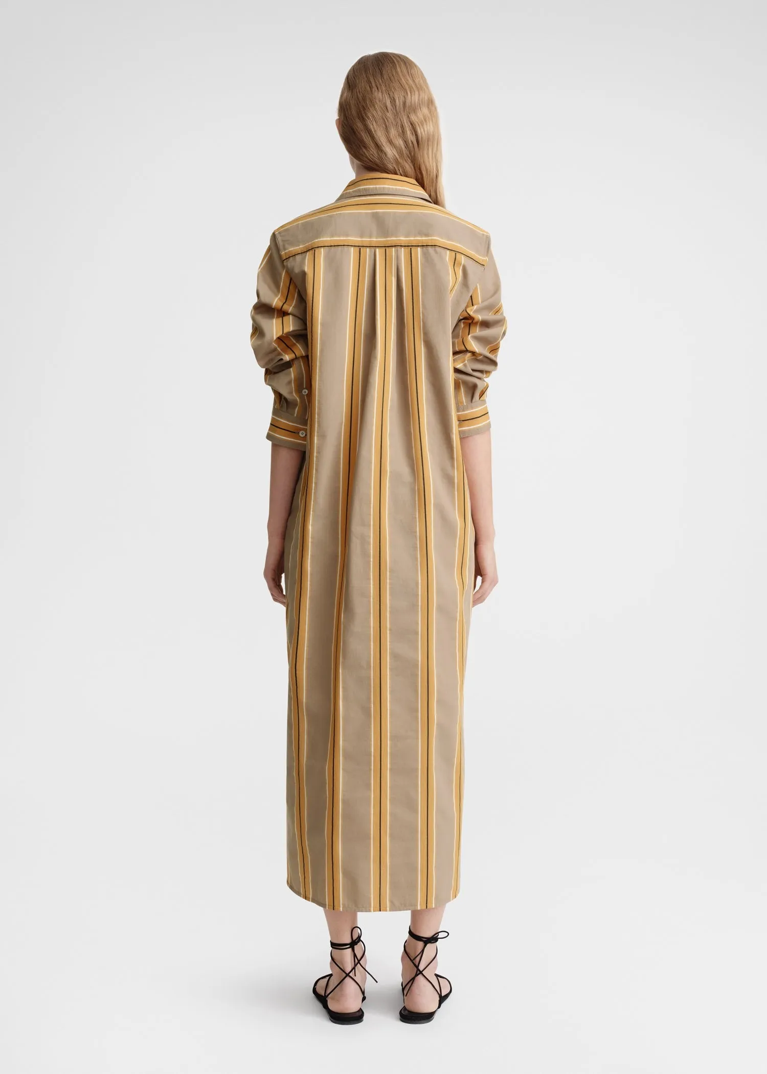 Jacquard-striped tunic dress caramel/cornsilk sold by Toteme product image thumbnail 4