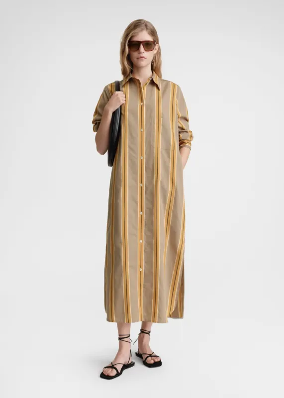 Jacquard-striped tunic dress caramel/cornsilk sold by Toteme