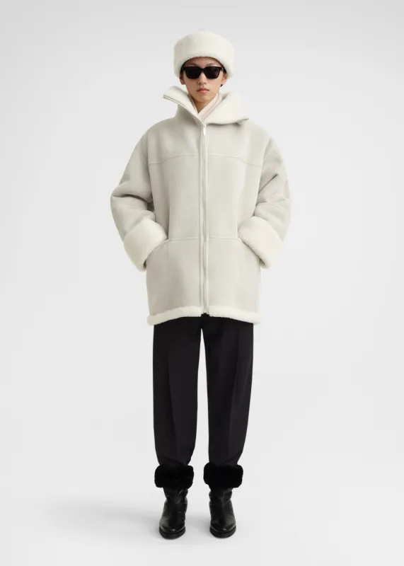 Signature shearling jacket macadamia sold by Toteme