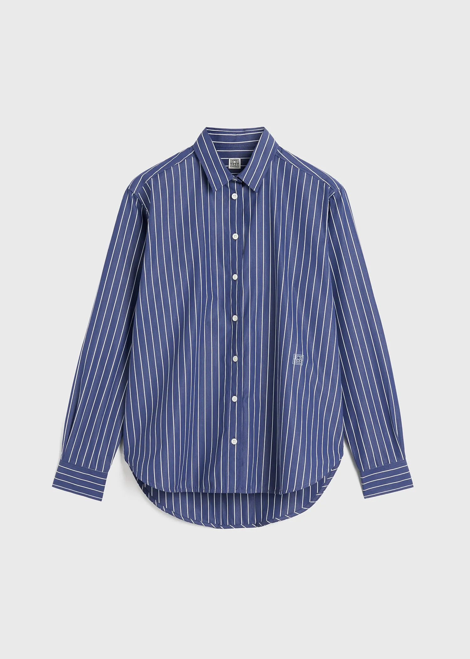 Signature cotton shirt navy pinstripe sold by Toteme product image thumbnail 5