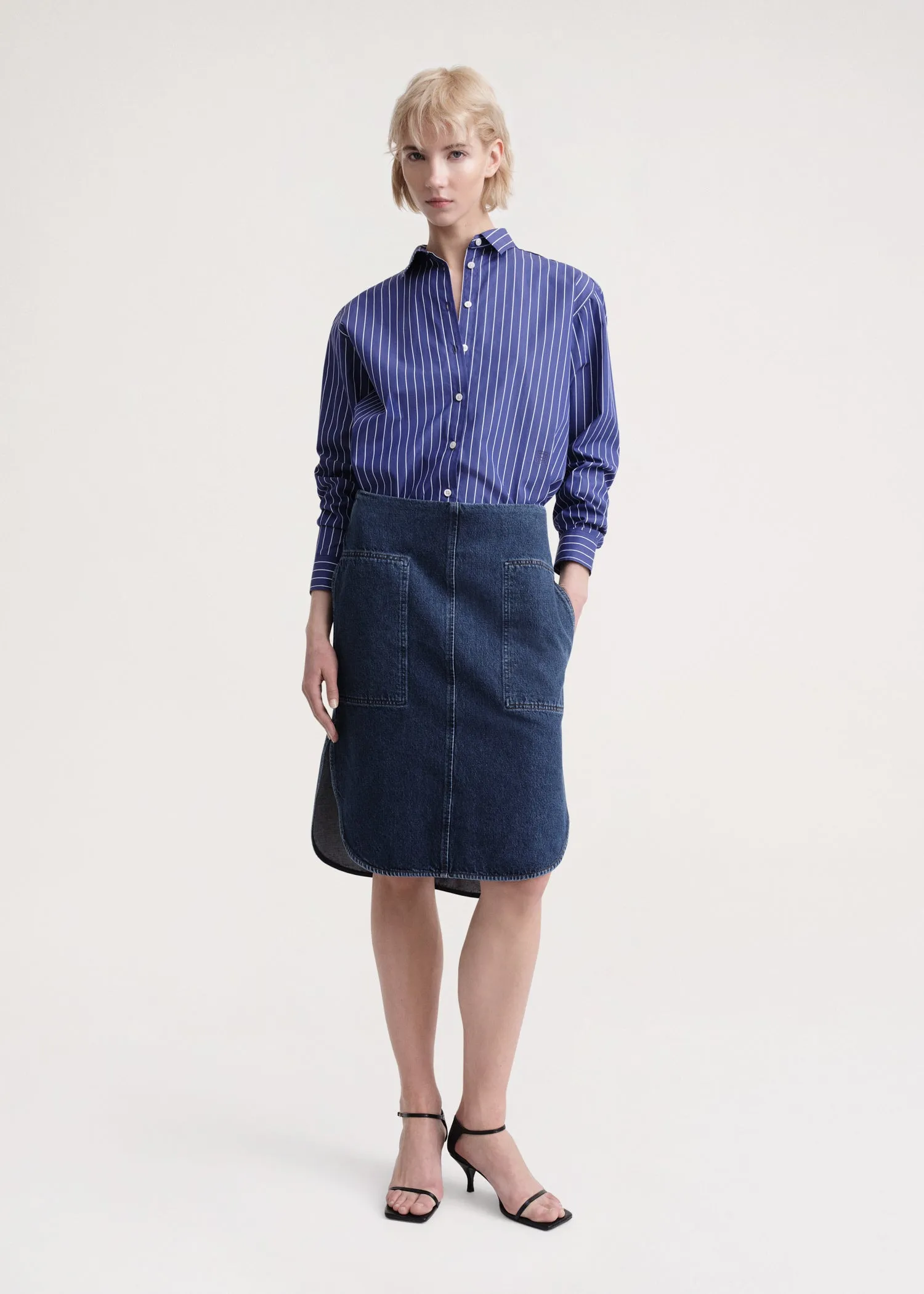 Signature cotton shirt navy pinstripe sold by Toteme
