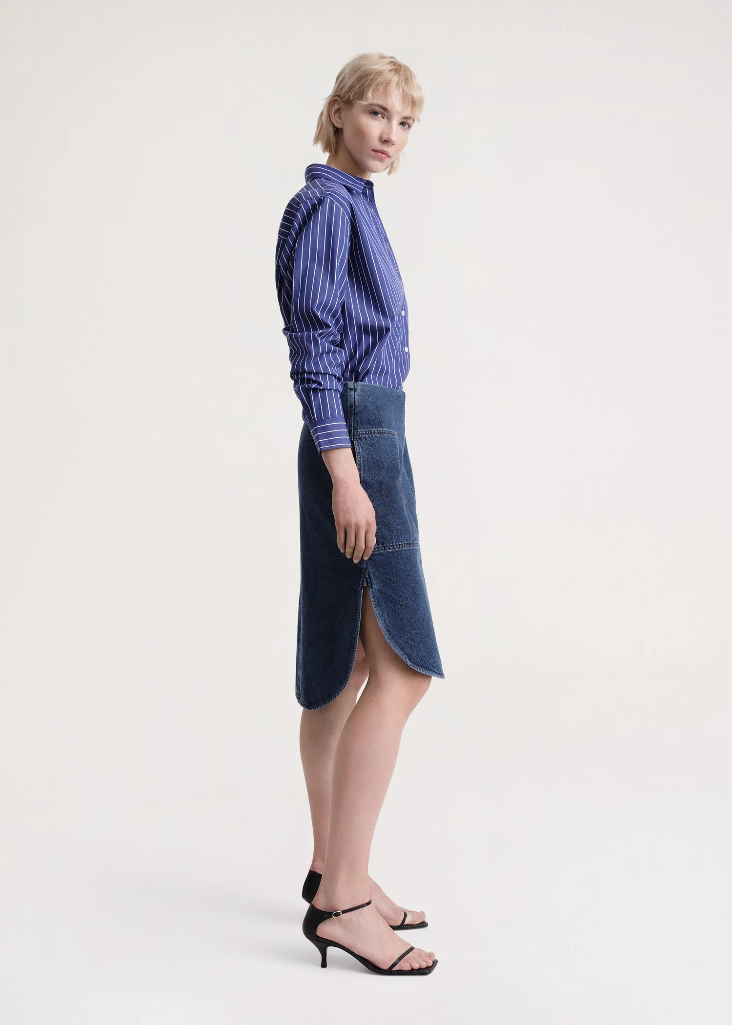 Signature cotton shirt navy pinstripe sold by Toteme product image thumbnail 2