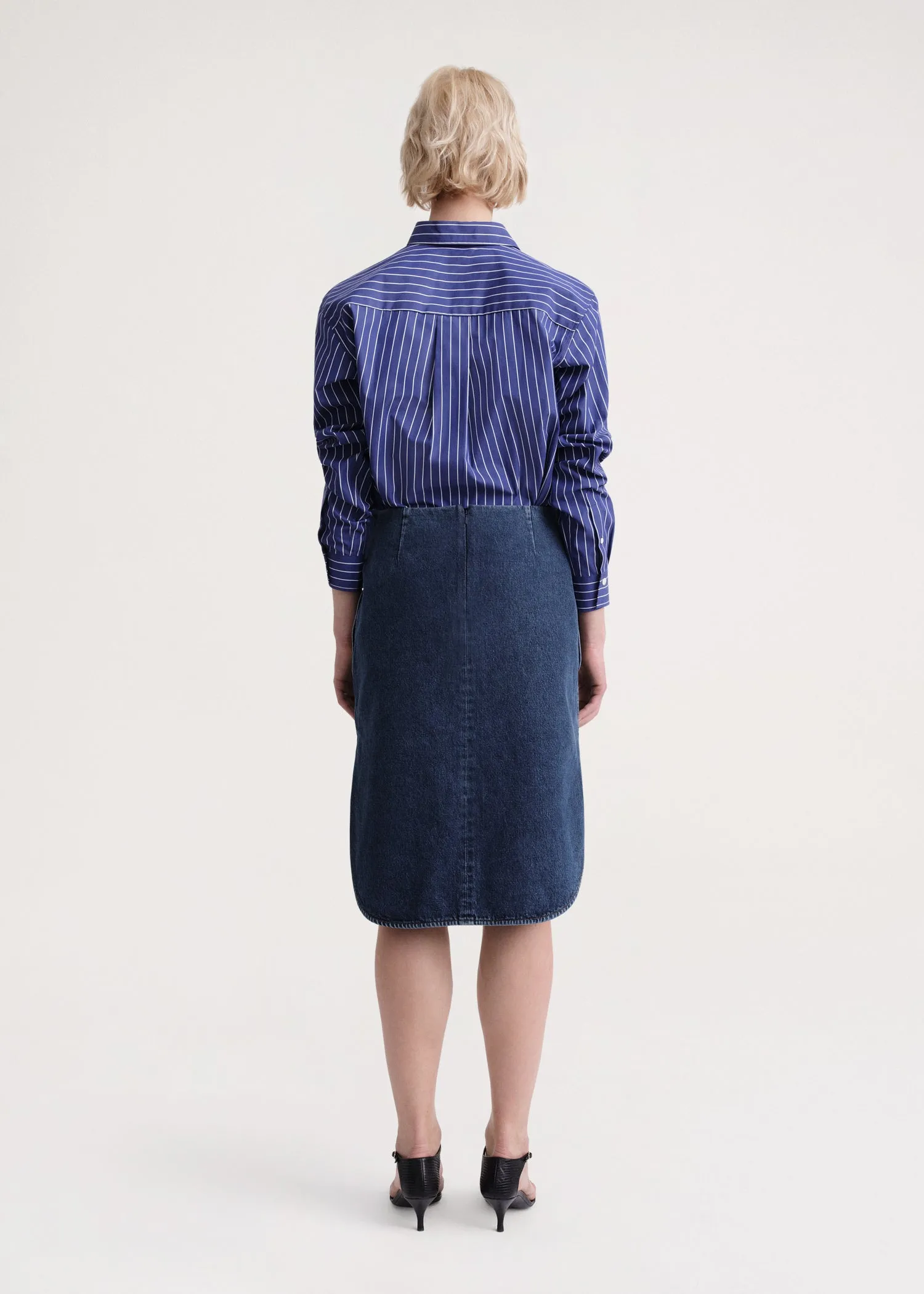 Signature cotton shirt navy pinstripe sold by Toteme product image thumbnail 3