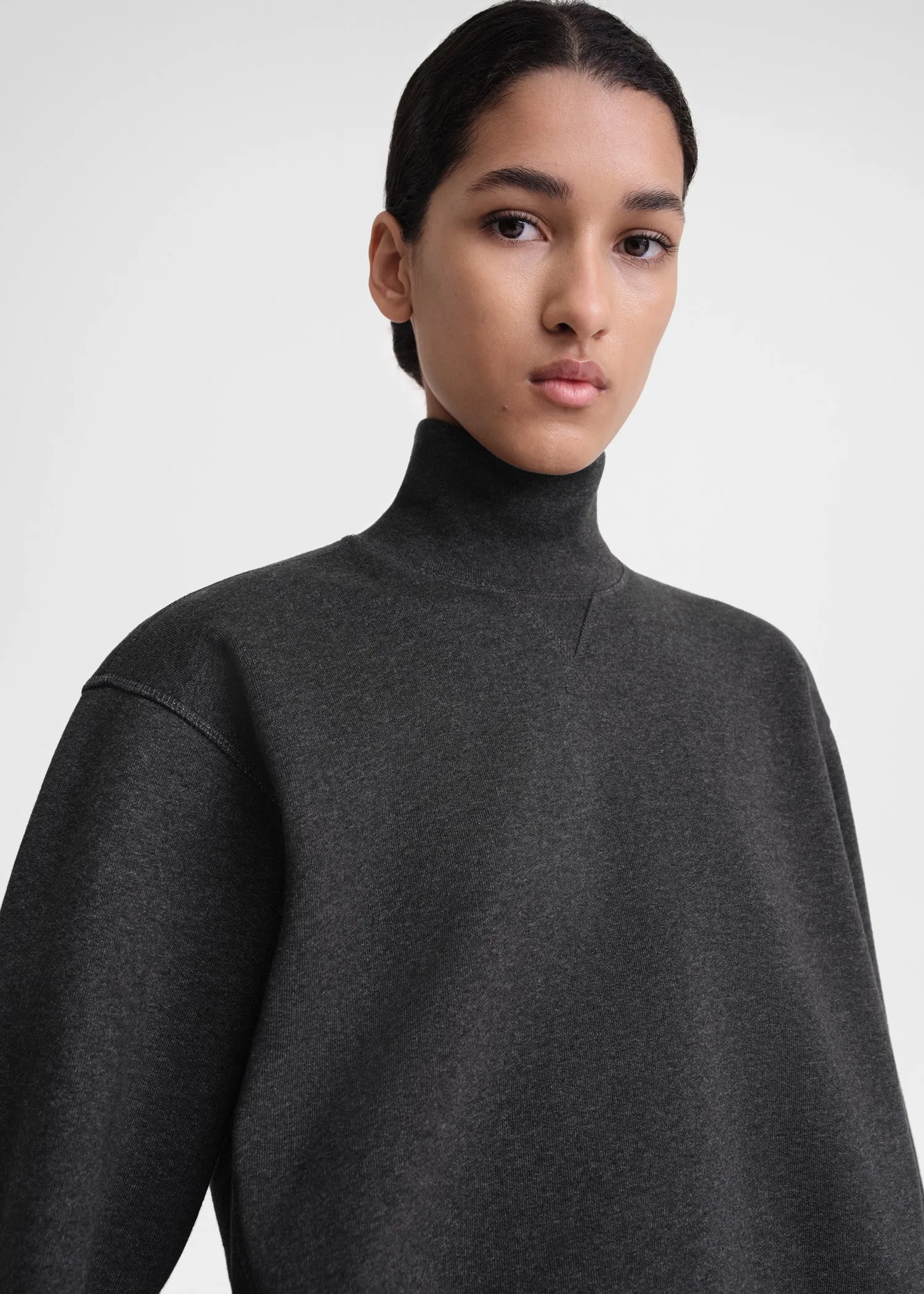 Cotton turtleneck sweatshirt charcoal melange sold by Toteme product image thumbnail 2