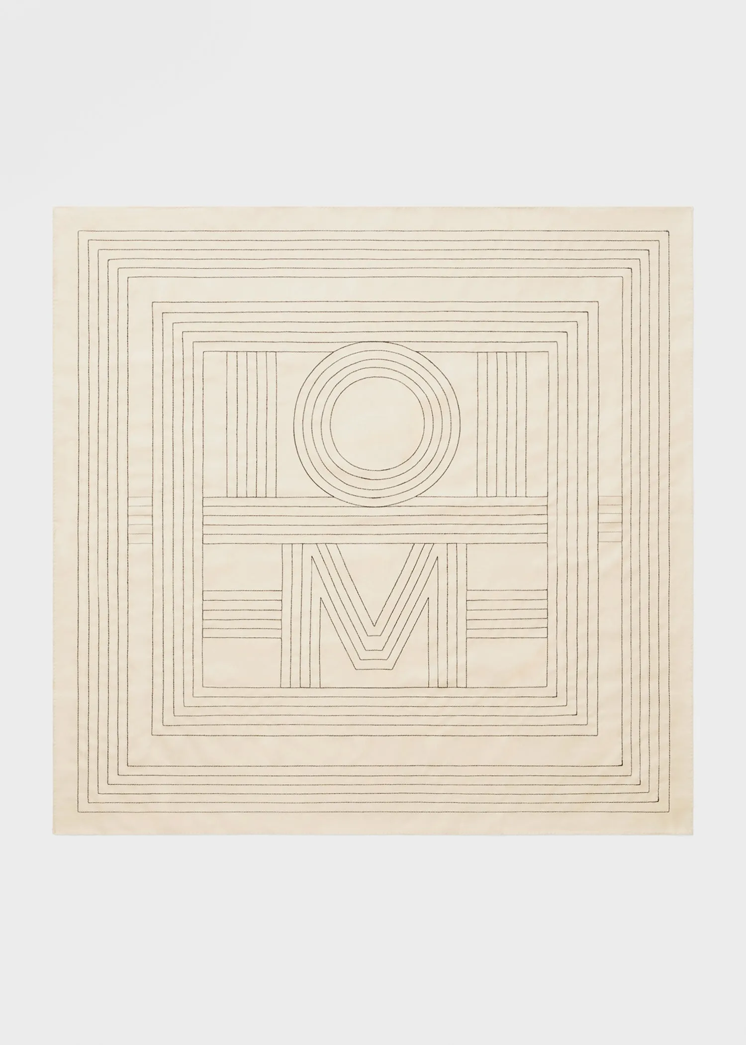 Striped embroidered monogram silk scarf creme sold by Toteme product image thumbnail 5