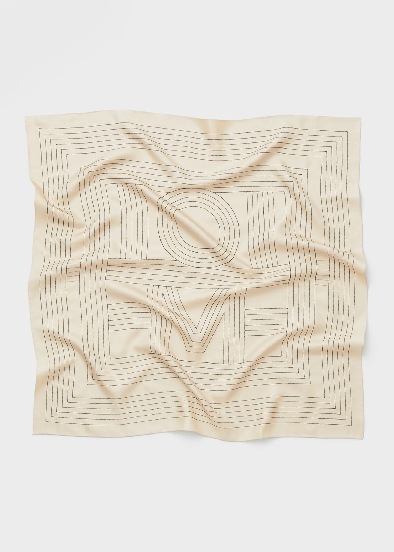 Striped embroidered monogram silk scarf creme sold by Toteme product image thumbnail 3