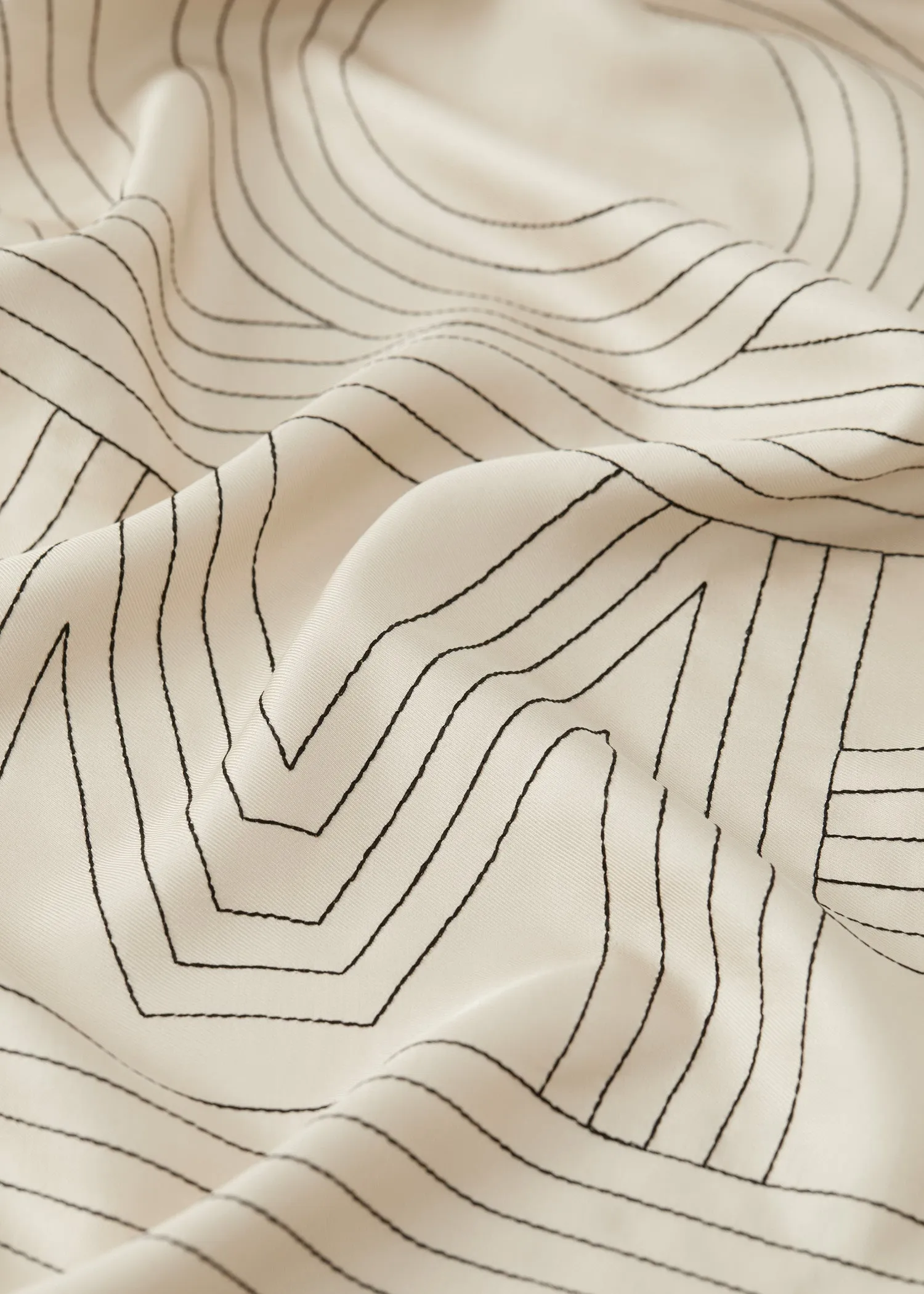 Striped embroidered monogram silk scarf creme sold by Toteme product image thumbnail 4