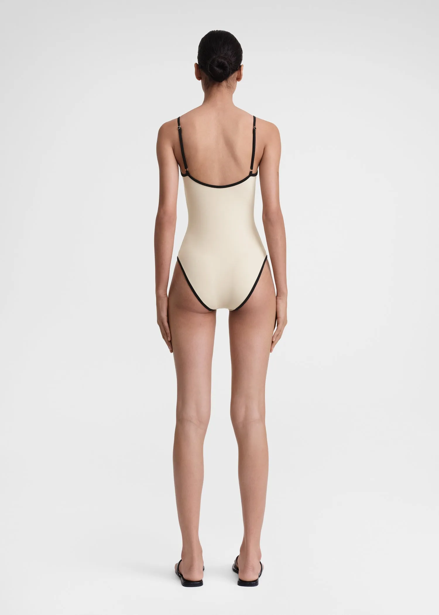 Stripe edge swimsuit light hay sold by Toteme product image thumbnail 3