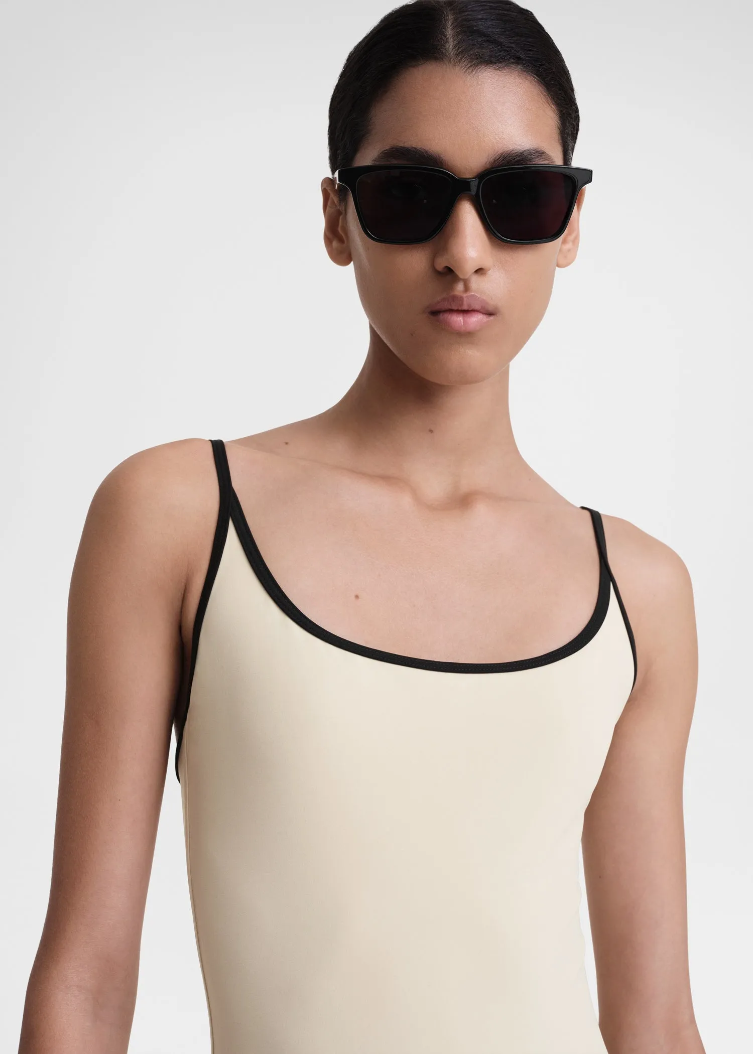 Stripe edge swimsuit light hay sold by Toteme product image thumbnail 4