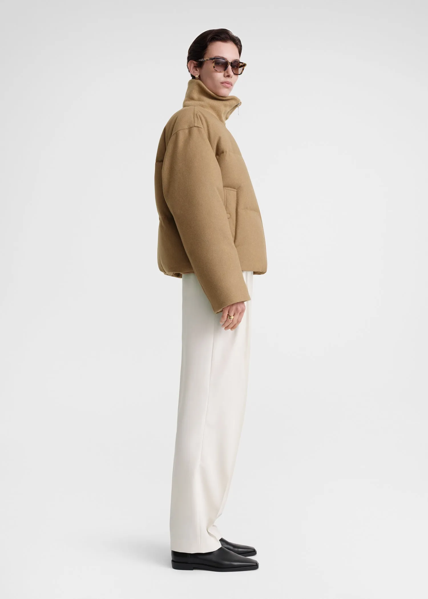 Flannel puffer jacket biscuit mélange sold by Toteme product image thumbnail 2