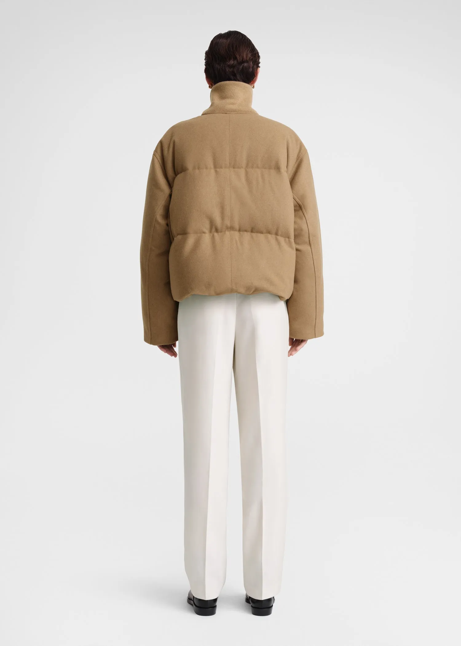 Flannel puffer jacket biscuit mélange sold by Toteme product image thumbnail 3