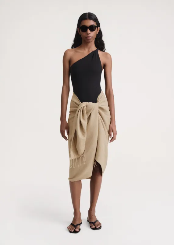 Striped linen cotton sarong overcast beige made by Toteme