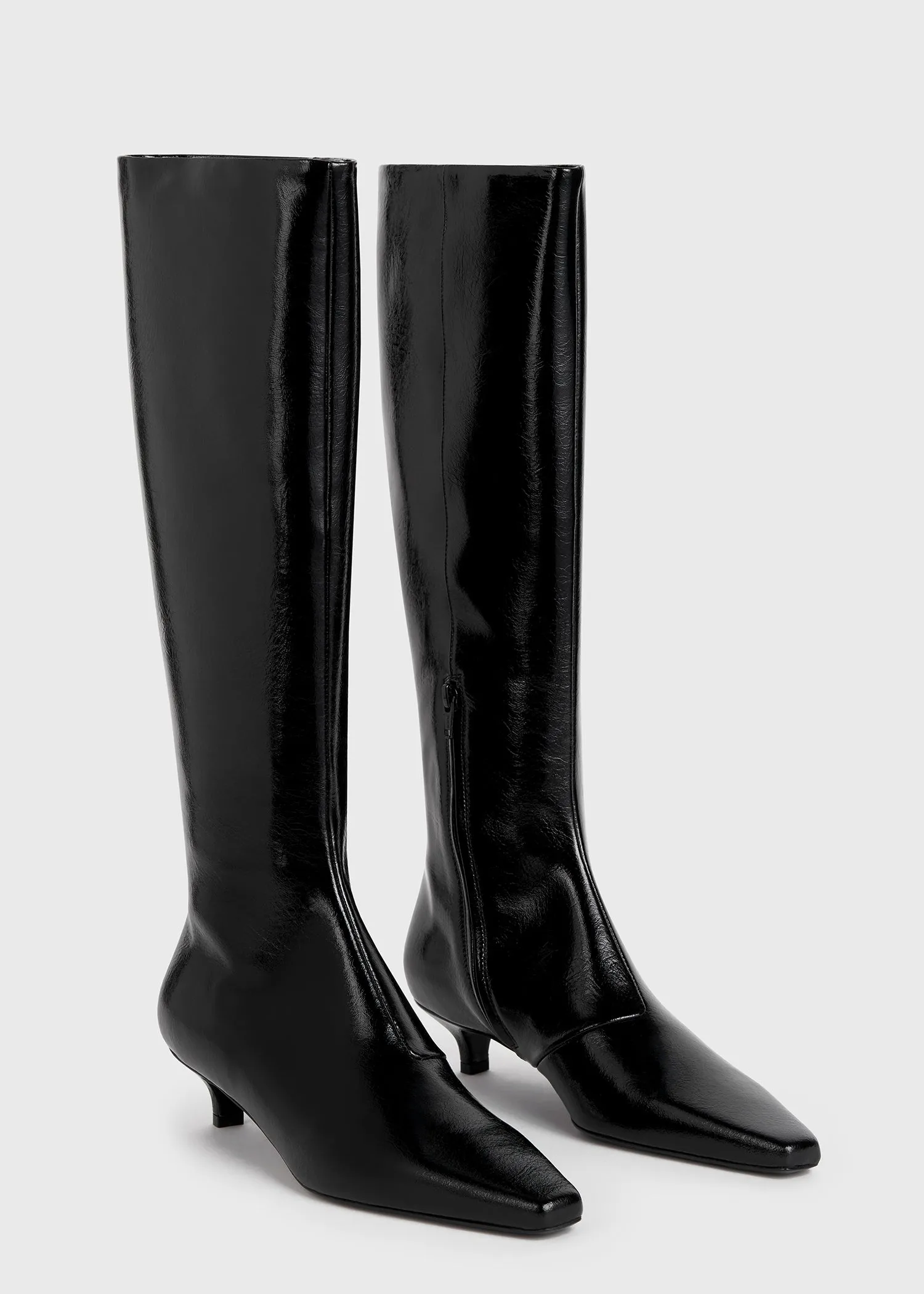 Slim patent knee-high boots black sold by Toteme product image thumbnail 5