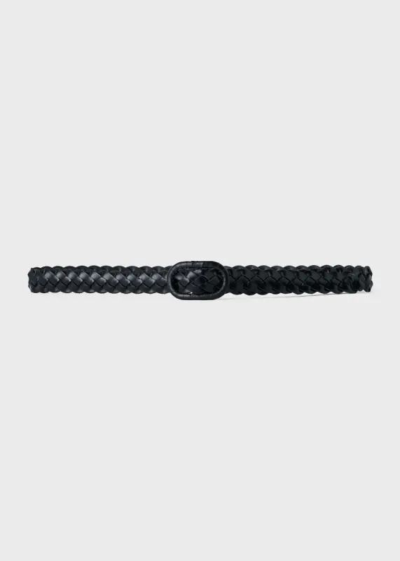 Slim braided leather belt sold by Toteme