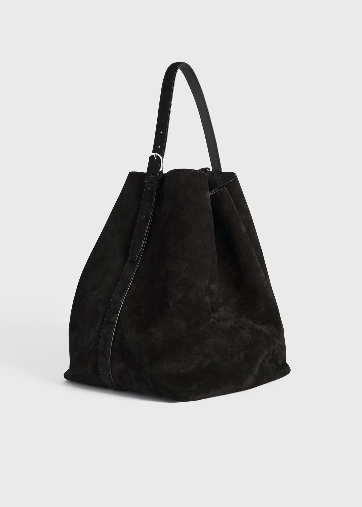 Belted suede tote espresso sold by Toteme product image thumbnail 4