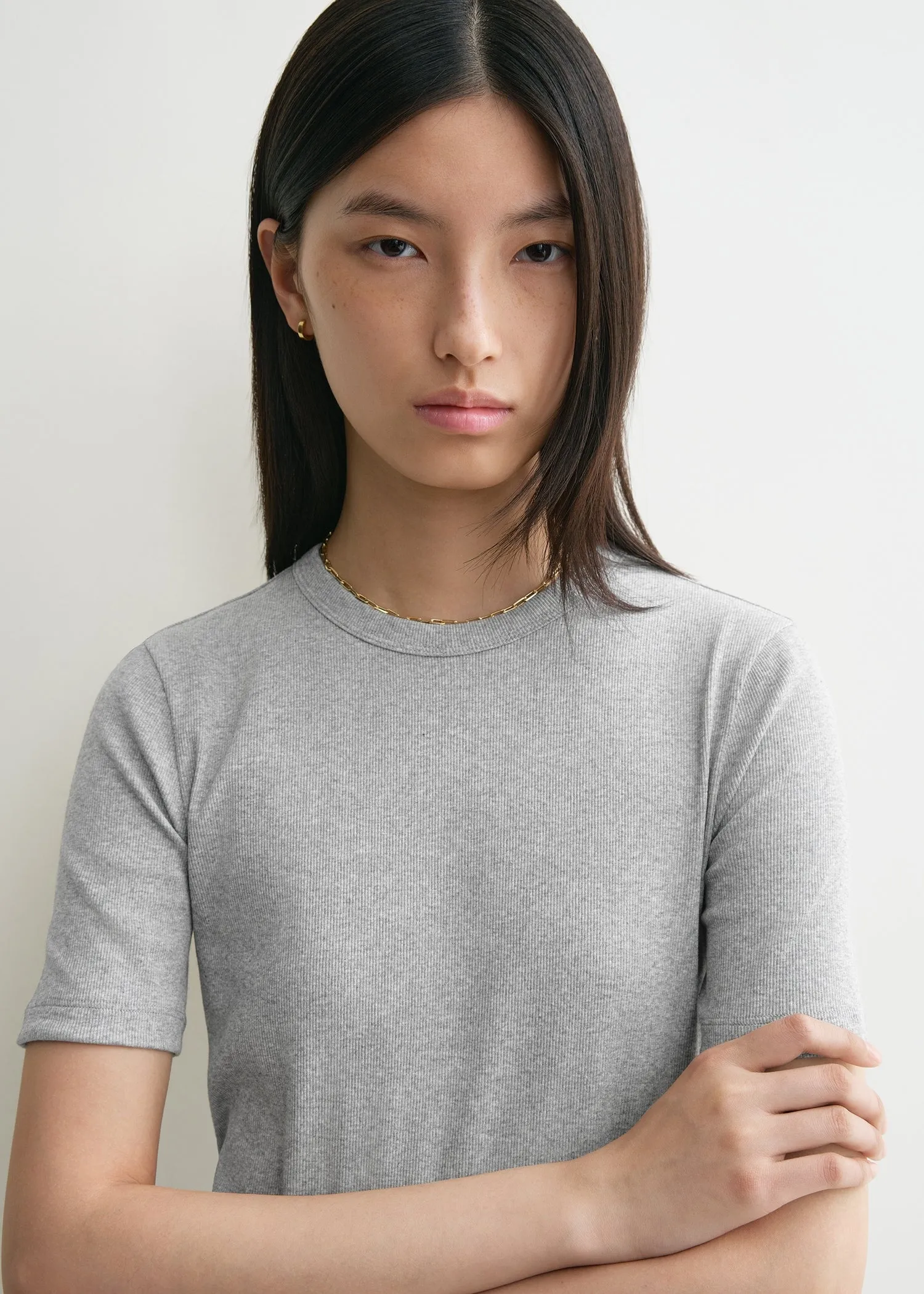 Classic rib tee grey melange sold by Toteme product image thumbnail 4