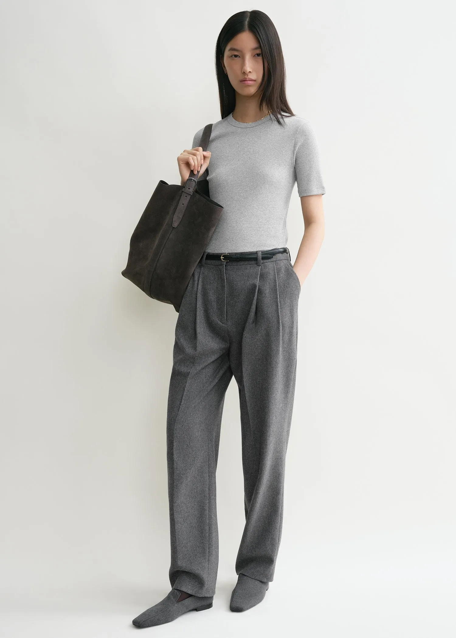 Classic rib tee grey melange sold by Toteme