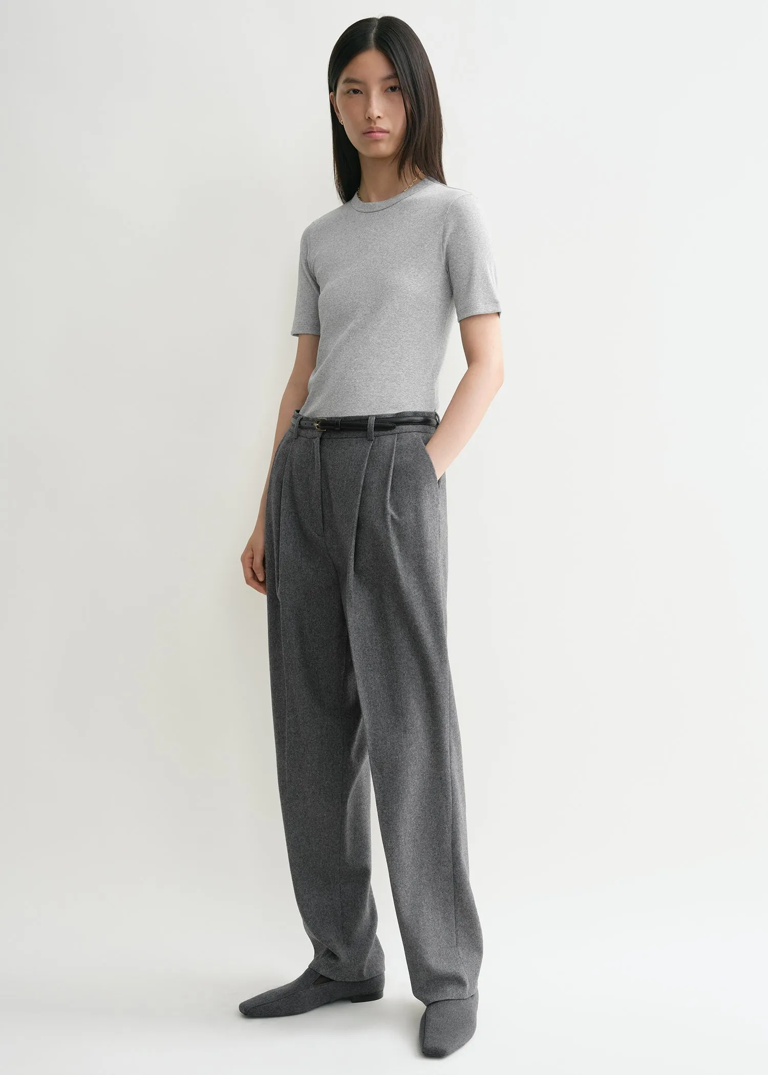 Classic rib tee grey melange sold by Toteme product image thumbnail 2