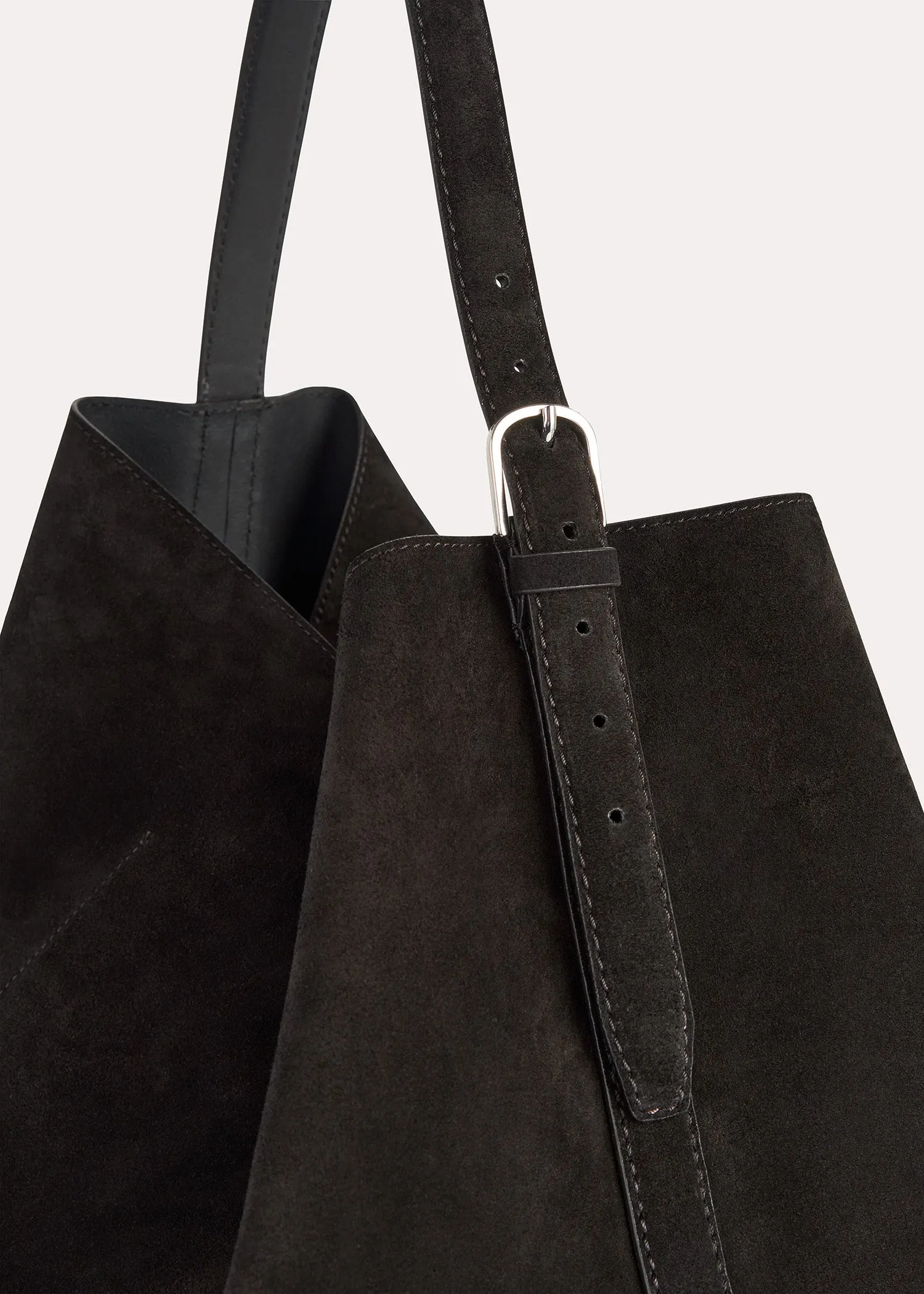 Belted suede tote espresso sold by Toteme product image thumbnail 5