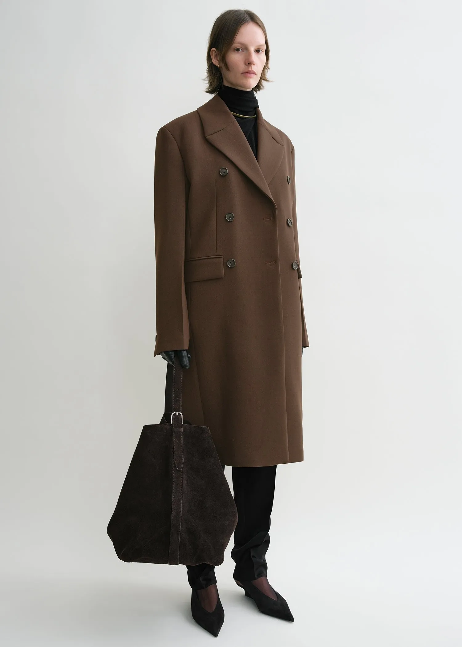 Belted suede tote espresso sold by Toteme product image thumbnail 2