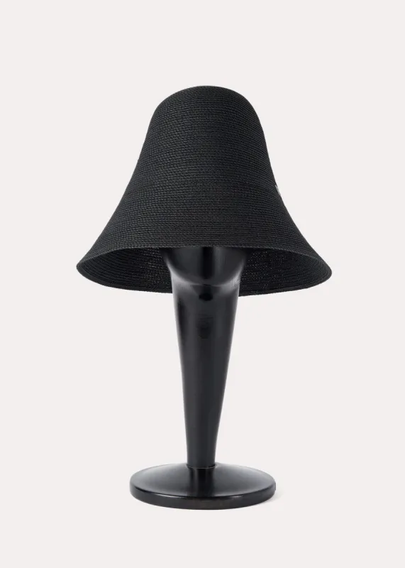 Woven paper straw hat black sold by Toteme