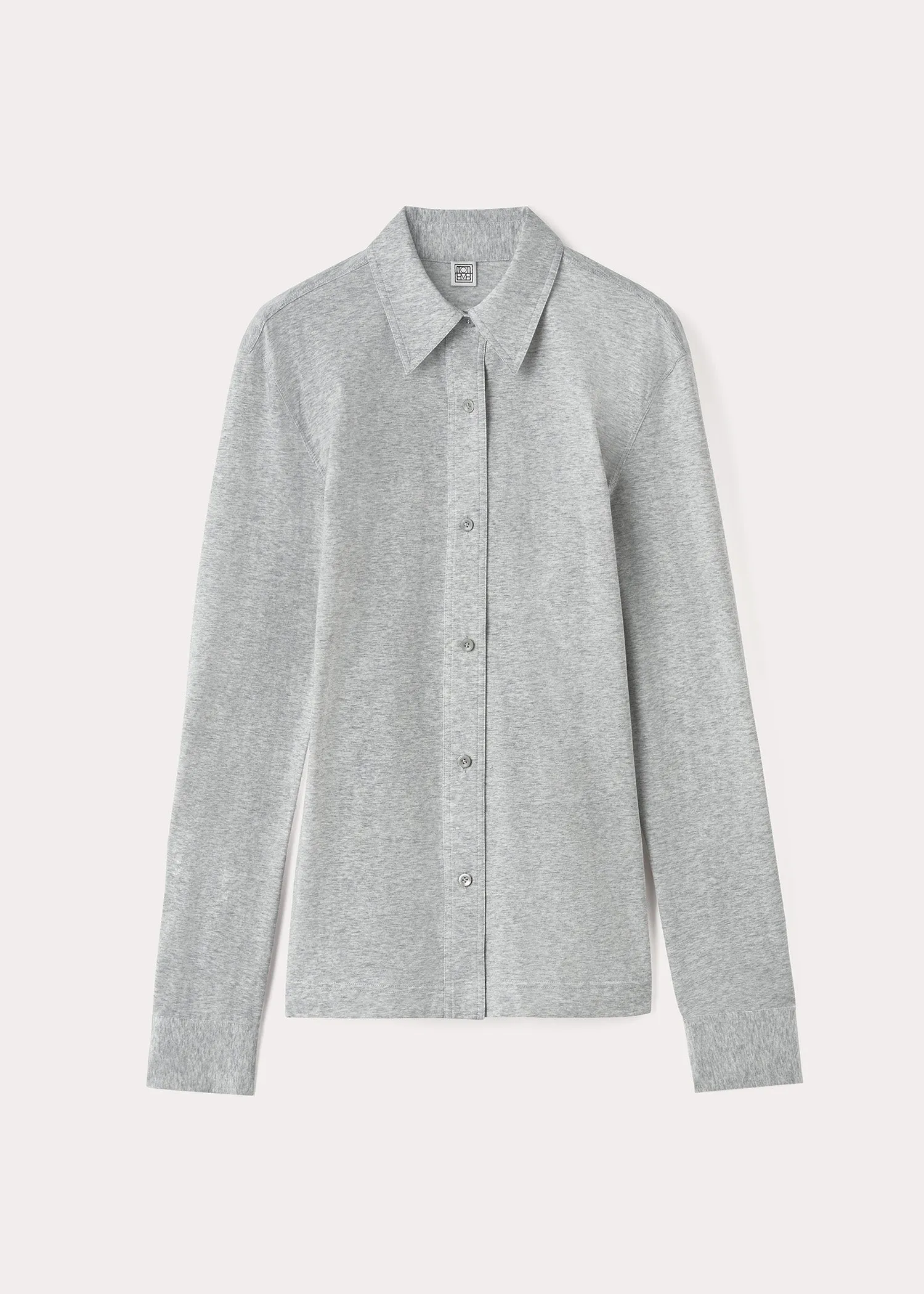 Slim cotton-jersey shirt grey mélange sold by Toteme product image thumbnail 5